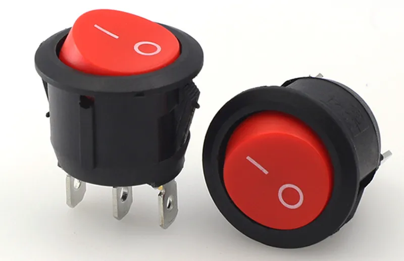 Красный черный белый 20 мм диаметр ВКЛ./ВЫКЛ. Круглый тумблер рокер 6A/250VAC 10A 125VAC