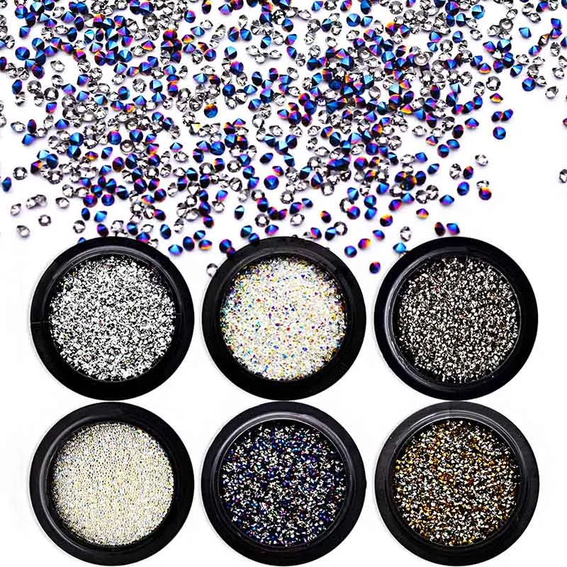 

Crystal Glass 1.1mm Micro Rhinestones For Nails Beads Charms 0.6~0.8mm AB Caviar Bead 3D Nail Art Decorations MJZ2152