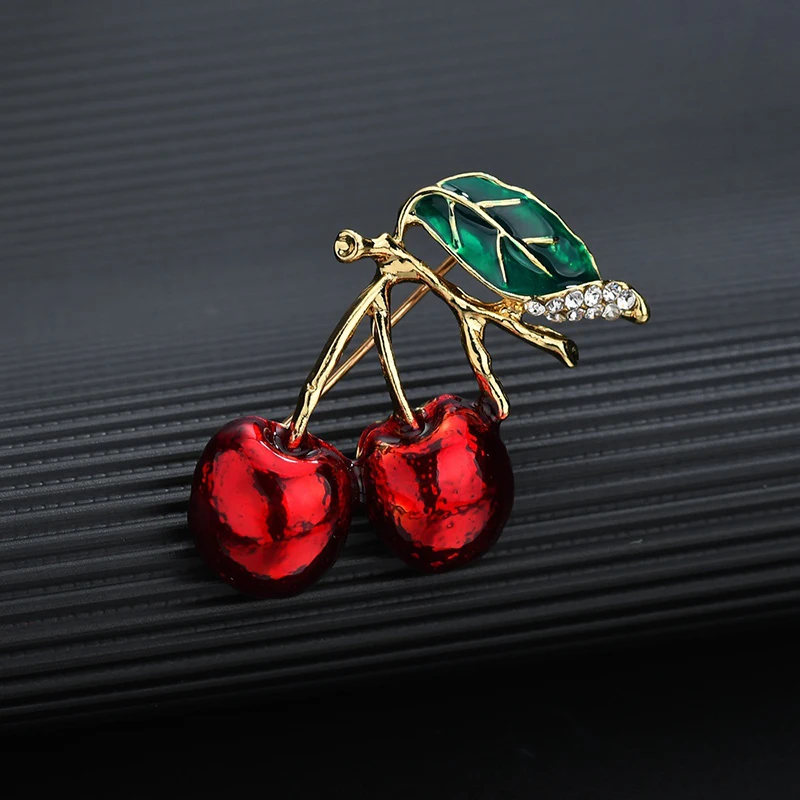 YADA Fruit Re Cherry Pins&ampBrooches Crystal for Women Men Clothes Scarf buckle collar jewelry Bijoux Femme pins Brooches BH200055 |