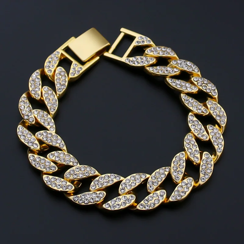 Комплект из 2 предметов в стиле хип хоп ожерелье с кубинской цепочкой 13 15 мм