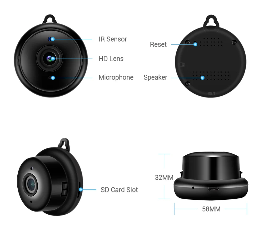 Мини Wifi IP камера HD 720P беспроводная камера ночного видения двухстороннее аудио Обнаружение движения Детский Монитор V380