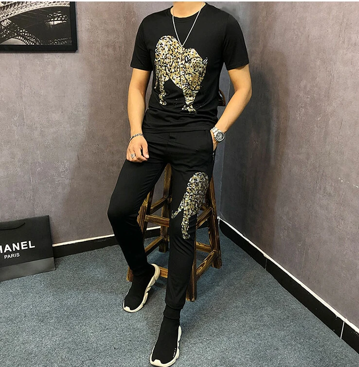 

high quality 2019 Casual Men Sporting Men's Tracksuit set summer Male Two Pieces Set