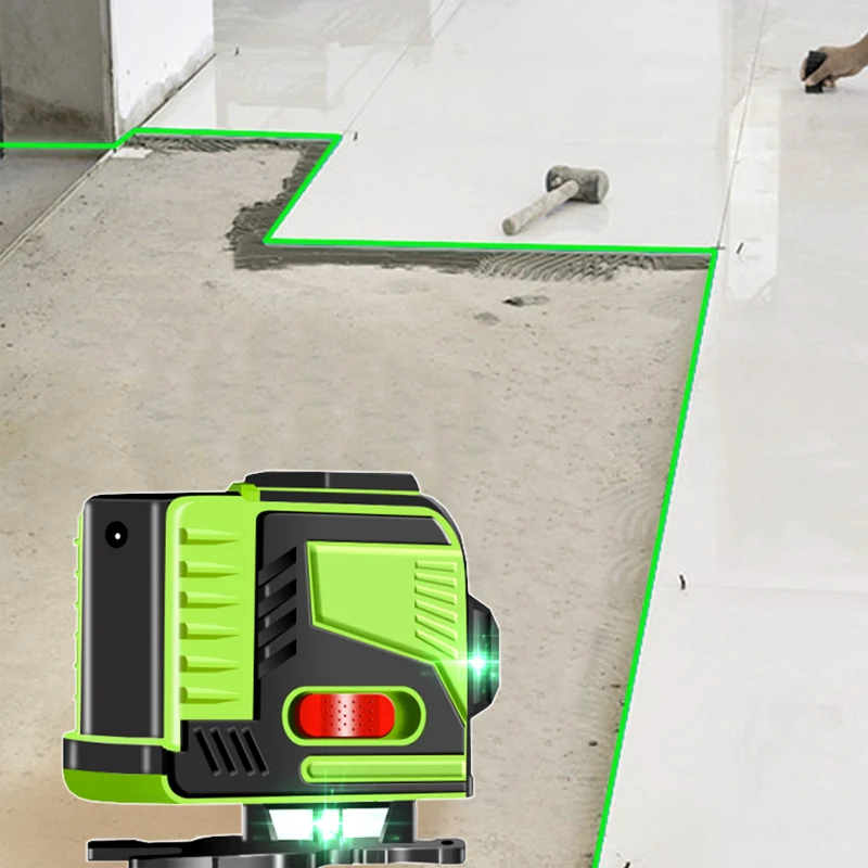 3D 12 линий зеленый лазерный уровень 360 ° лазерный уровень вращение автоматическое выравнивание Горизонтальный Вертикальный лазерный луч для настенного пола