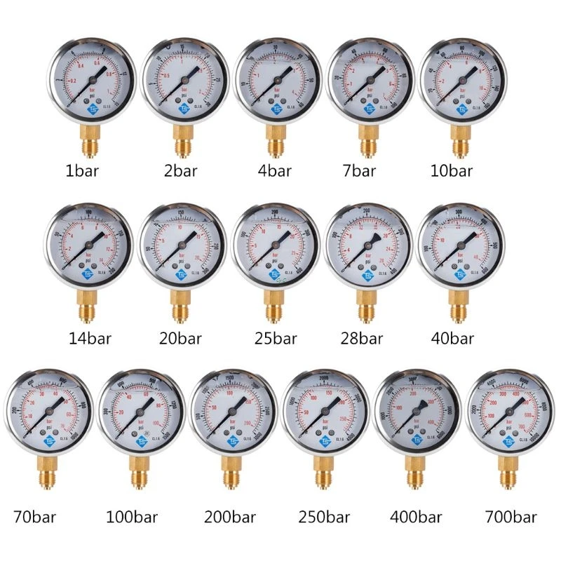 1/4 BSP Pressure Compound Vacuum Gauge Glycerine Filled Gauges 68mm Dial Vac To 10000 Psi Bottom Mount