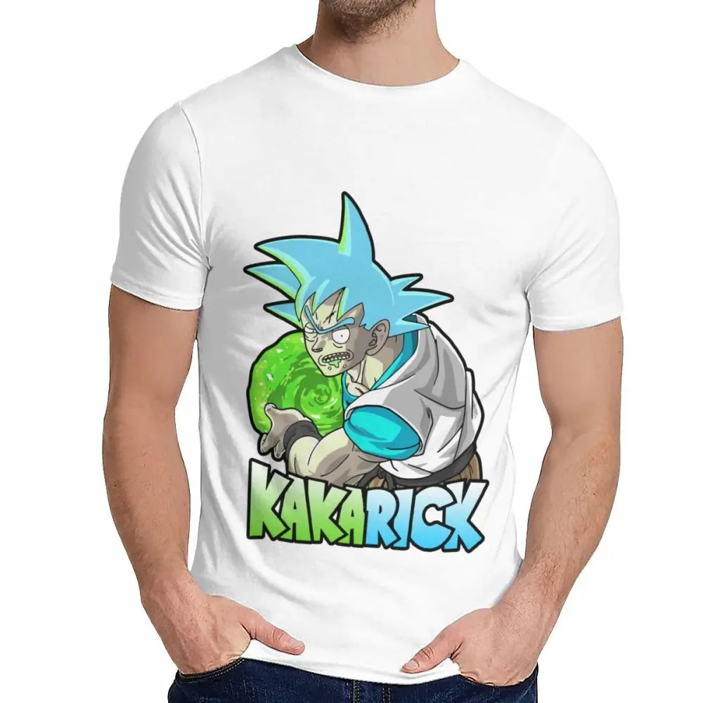Мужская футболка Saiyan Kakarick Rick And Morty отлично подходит с круглым воротником для отдыха с принтом из мультфильмов с короткими рукавами - Цвет: Белый