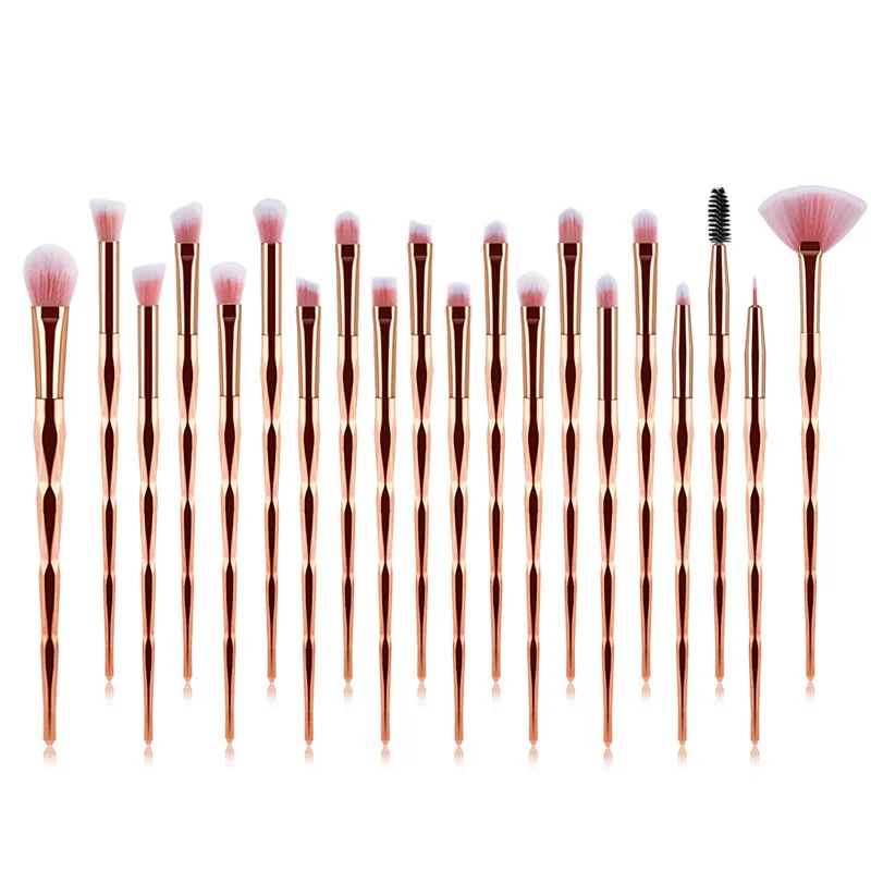 20Pcs Golden 20 шт набор алмазных кистей для макияжа, косметическая Кисть для макияжа, косметическая пудра, Тональная основа для растушевки тени для глаз кисточка для Бровей Ресниц - Handle Color: 20Pcs Golden