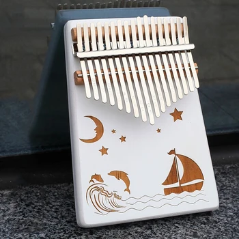 

Kalimba 17 Key White Kalimba Thumb Piano Full Board Popular Keyboard Piano Kalimba with Hammer & Bags