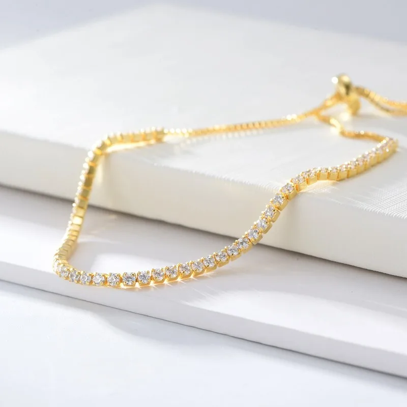 

925 Sterling Silver 4A Crystal Zircon Bracelets for Women Creative Pull-out Adjustable Bracelets Elegant Bridal Wedding Jewelry