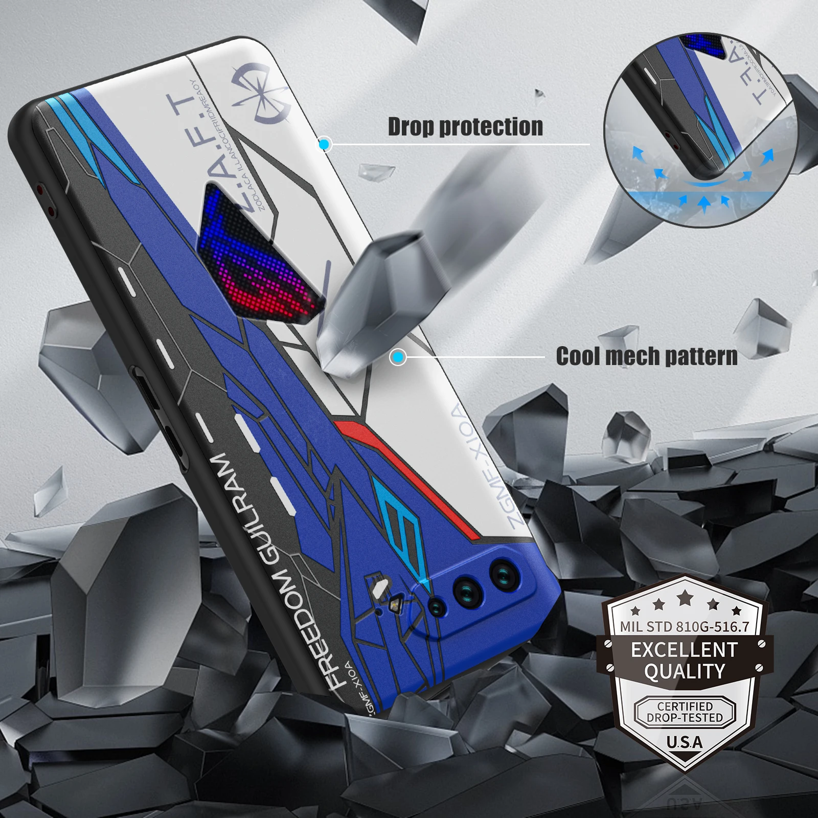 ZSHOW Case for ASUS ROG Phone 3 5 Cool Armor Case Soft TPU Shockproof Air Trigger Compatible Drop Protection