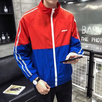 

Autumn bomber jacket mens streetwear splicing stand collar thin Sports jacket men baseball jacket sportswear male brand clothing