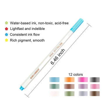 

12 Colors Metallic Marker Set School Supplies Sketch Drawing Painting Marker Set Gift Card Making Diy Photo Glitter Marker