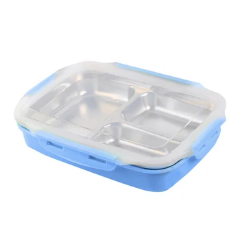 

Stainless Steel 3 Compartment Container Serving Tray Lunch Bento Box W/ Lid