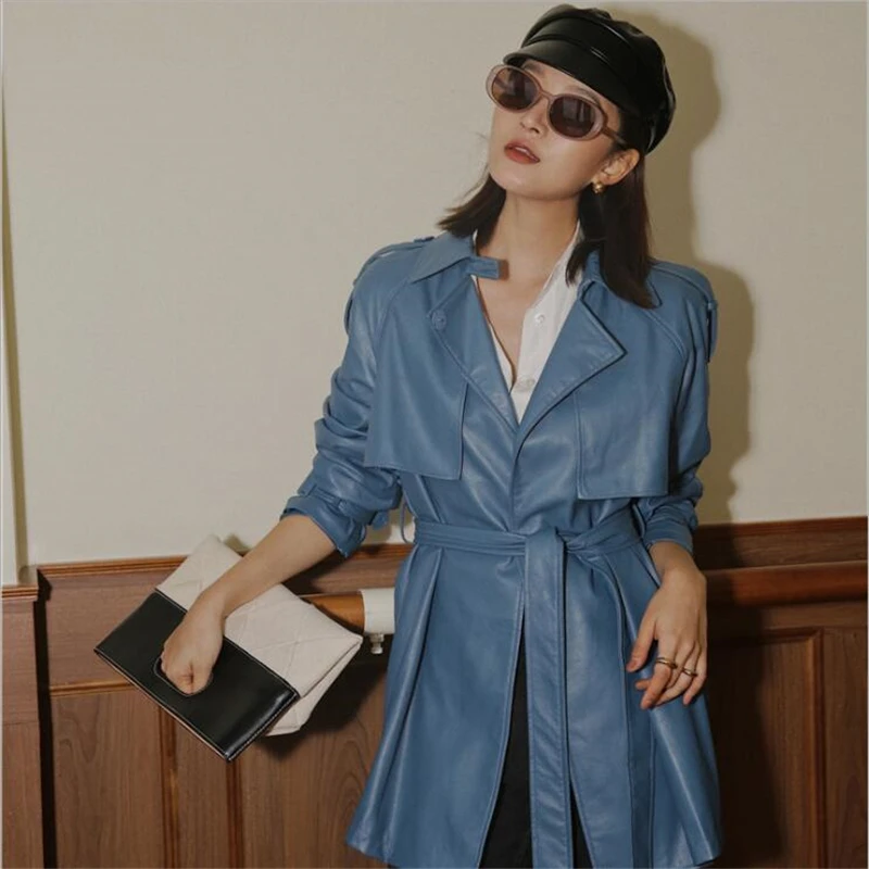 Очень мягкое дизайнерское пальто из искусственной кожи весенне-осенний женский