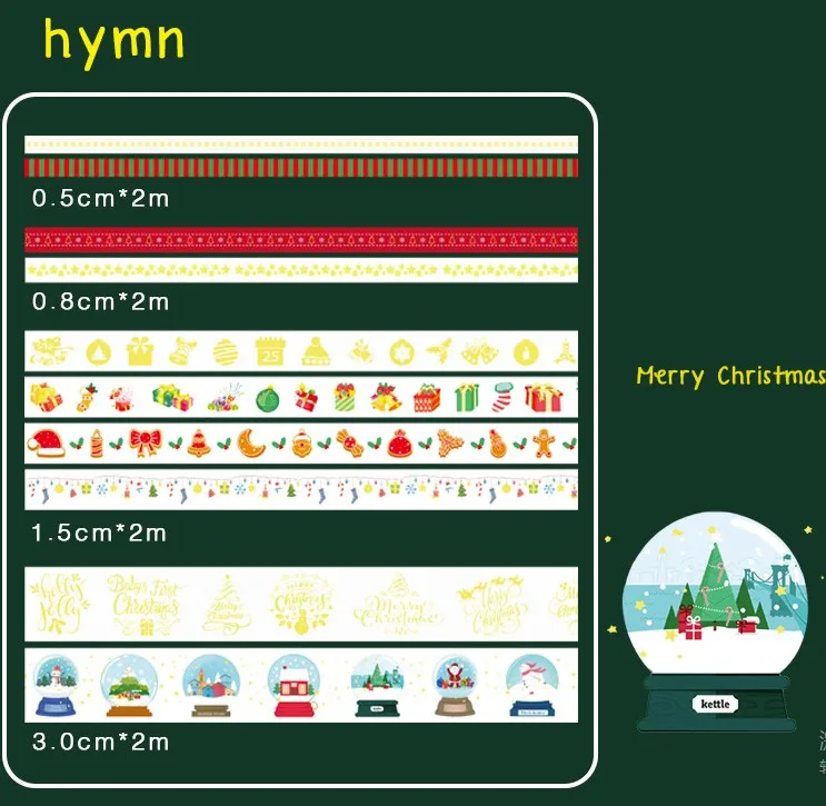 10pcs/lot Washi Masking Tapes Christmas Decorative Adhesive Scrapbooking DIY Paper Japanese Stickers - Цвет: Hymn