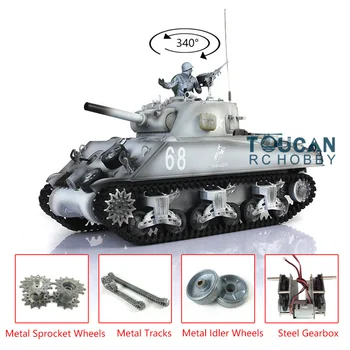 شراء2.4G Henglong 1/16 Snow TK 6.0S نظام مكافحة الأشعة تحت الحمراء ترقية M4A3 شيرمان RTR دبابة مع جهاز للتحكم عن بُعد 3898 المسارات المعدنية TH12824