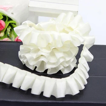 

40Yards Satin Trimming Lace Ruffle Frilly Ribbon Edging Pleated Sewing Craft Decor New Red Yellow White 25mm Width