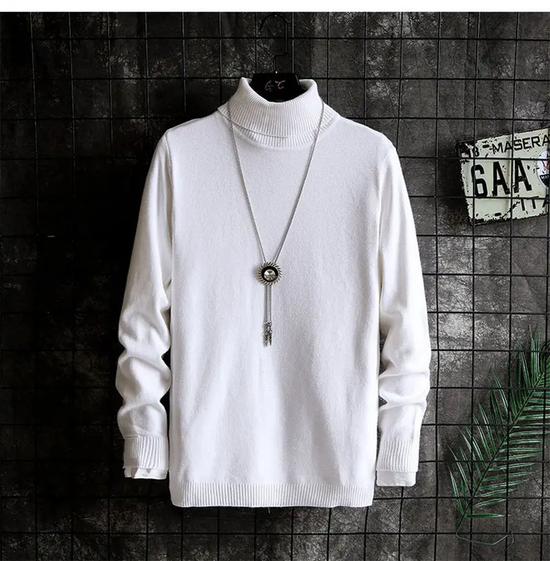 Men's Sweater Pullover Fashion Simple Knitted Sweaters Black Loose Long Sleeve Multicolor Winter Soft Warm Wool Turtleneck Hot