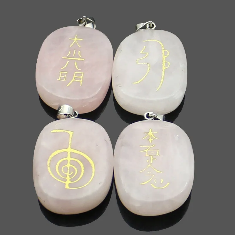 Резьба по камню женская из натурального розового хрусталя кулон с религиозной