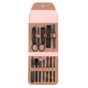 

1 Set 12pcs Manicure Tool Kit Professional Nail Art Tools Portable Nail Clipper Trimmer Nail File Set (Pink)