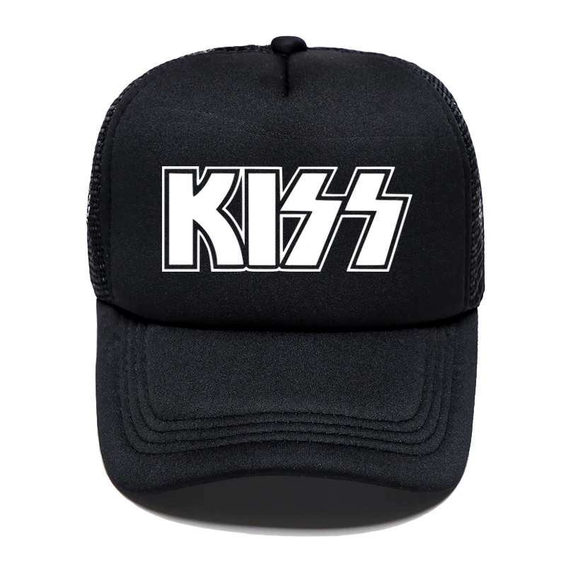 Горячая Kiss Band кепки для мужчин и женщин Рок кепки прохладное лето бейсбольные кепки Горячая рок музыка черная сетка шляпа