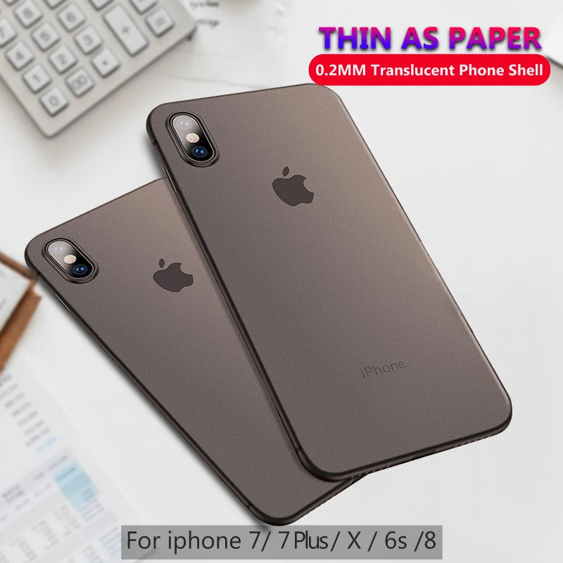 0 2 мм Матовый Прозрачный чехол для телефона iPhone 7 7Plus 8 5 6S X MAX Ультратонкий XR XS чехлы