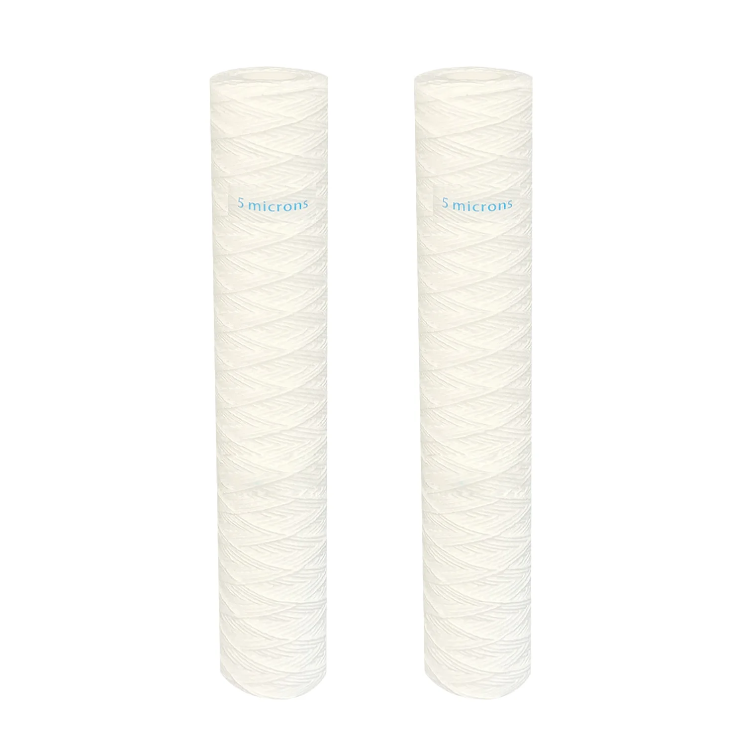 

5 Micron 2.5" OD x 20" Long Sediment Water Filter String Wound Polypropylene Cartridge for Whole House Filter Systems - 2 Pack