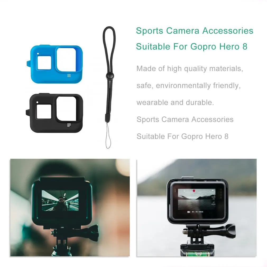 Аксессуары для Go Pro, чехол для экшн-камеры, защитный силиконовый чехол+ крышка объектива для GoPro Hero8, черный цвет