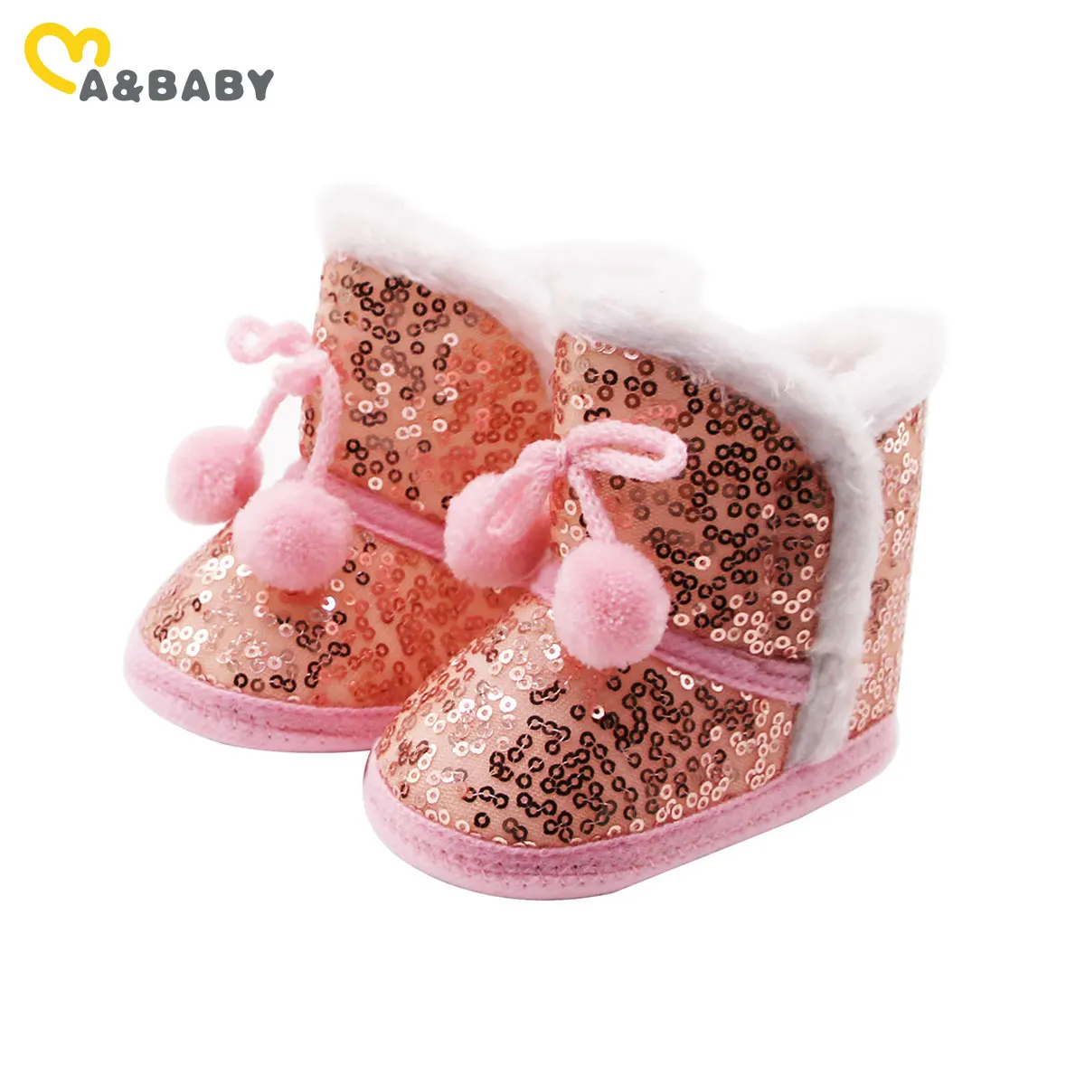 Ma &amp Baby/зимние сапоги для маленьких девочек 0-12 месяцев Блестящая блестящая обувь