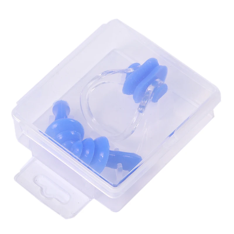 Waterproof Soft Swimming Earplugs Nose Clip Case Silicone Swim Dive 