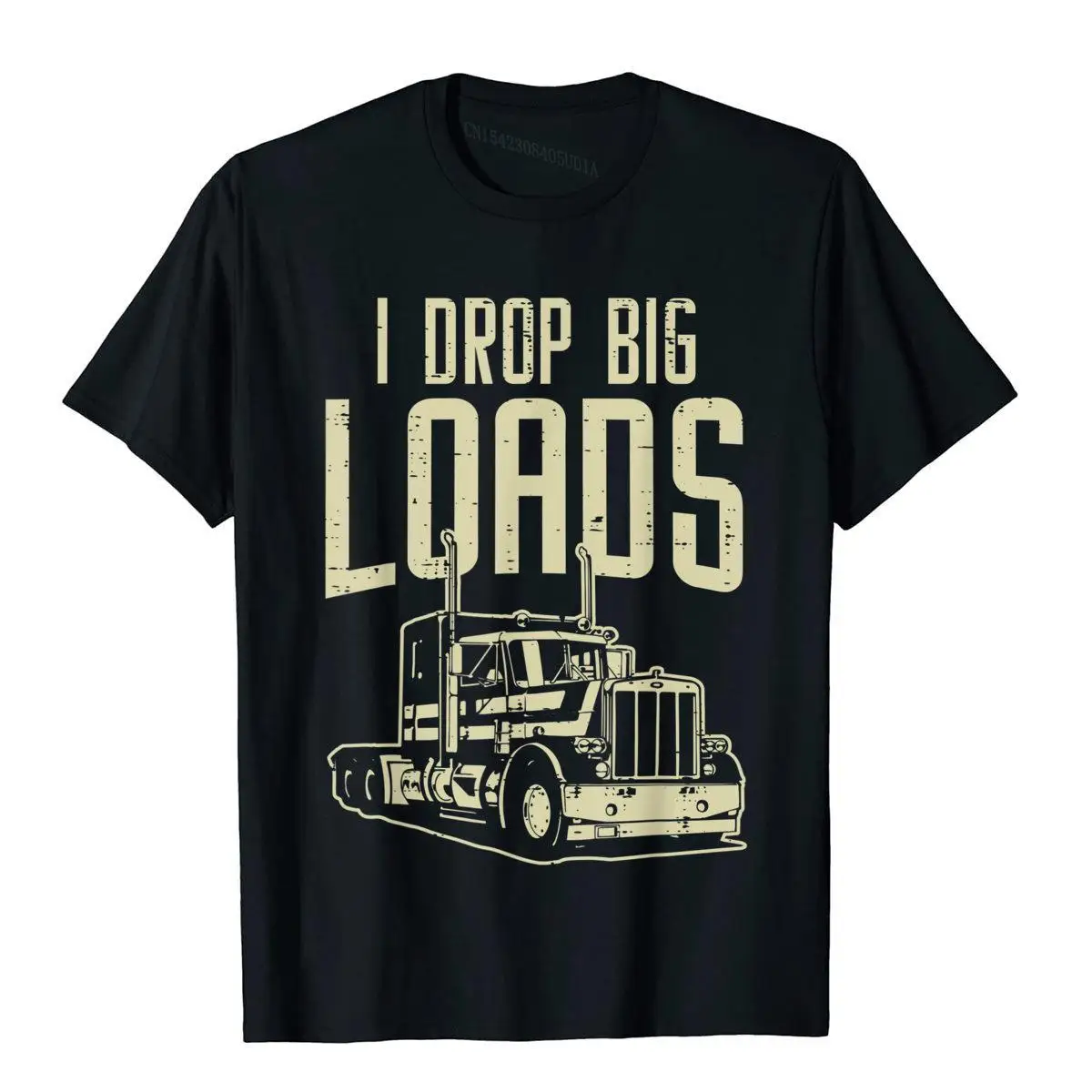 Mens I Drop Big Loads Semi Truck Trucking Driver Trucker Gift T-Shirt__B5316black