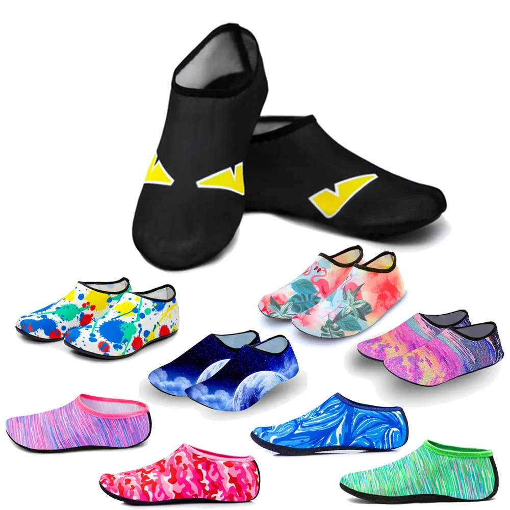 Men Women Kids Water Sport Beach Swimming Socks Thin Multi Prints Anti Slip Fitness Yoga Dance Swim Surf Diving Underwater Shoes 1