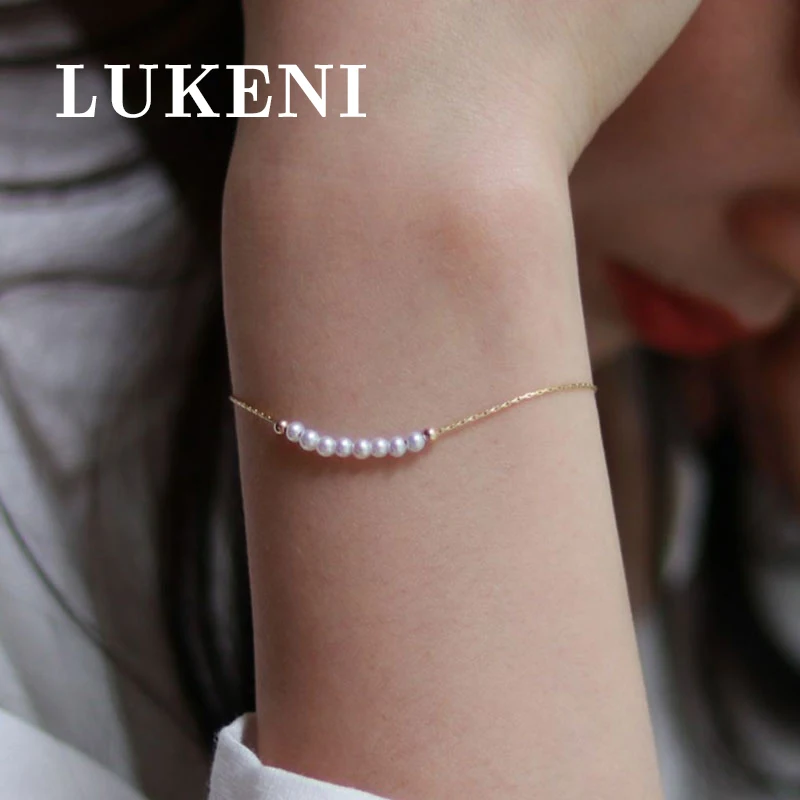 New 3mm Pearl 14k Gold Adjustable Bracelet Charm Simple Women's Party Jewelry Fine Holiday Gifts | Украшения и аксессуары