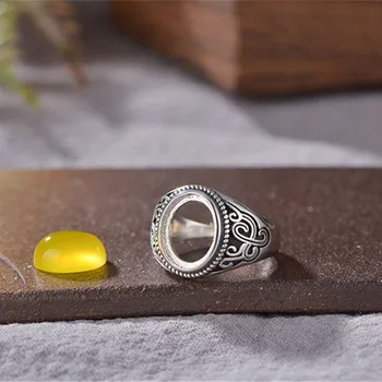 

Joanlyn Ring Blank (10x12mm Oval Blank) Adjustable Thai Sterling Silver Ring Base Oval Cabochon Ring Setting R1000B