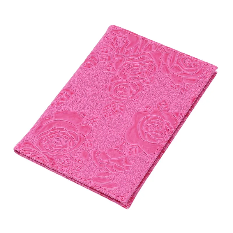 Hot Sell RED Three-dimensional Embossed Rose PU Leather Women Travel Passport Holder Embossing Passport Cover Credit Card ID Bag
