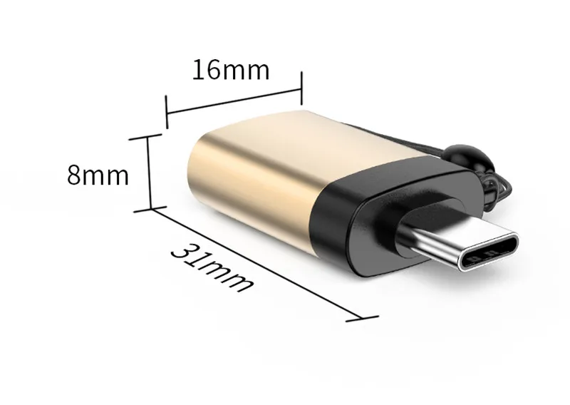 2 шт. type C-Usb адаптер Mini USB 3,0 OTG адаптер из алюминиевого сплава с ремешком для Udisk XIAOMI4C USB C порт зарядки конвертер