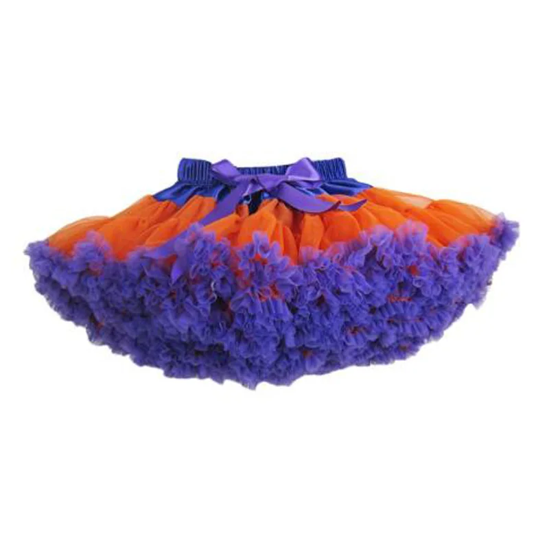 Purple and orange Юбка-пачка для маленьких девочек; яркая Рождественская пышная Нижняя юбка; короткая кринолиновая юбка; Pettycoat - Цвет: Purple and orange