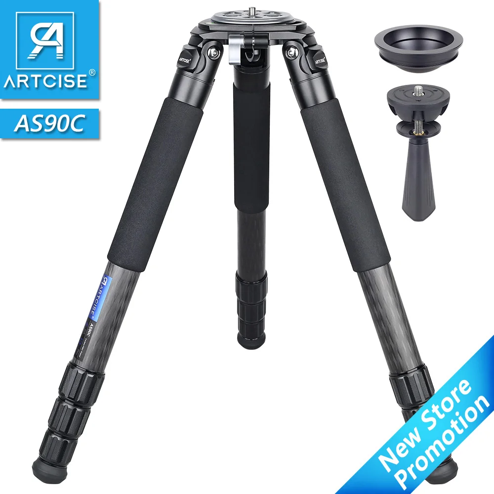 ARTCISE-Trípode De Fibra De Carbono profesional de alta resistencia AS90C para cámara DSLR, 10 capas, tubo máximo de 40mm, adaptador de cuenco Ultra estable de 75mm
