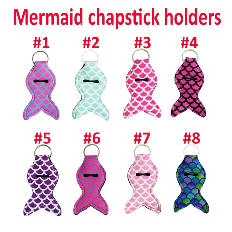 

Mermaid tail neoprene keychain chapstick container holder