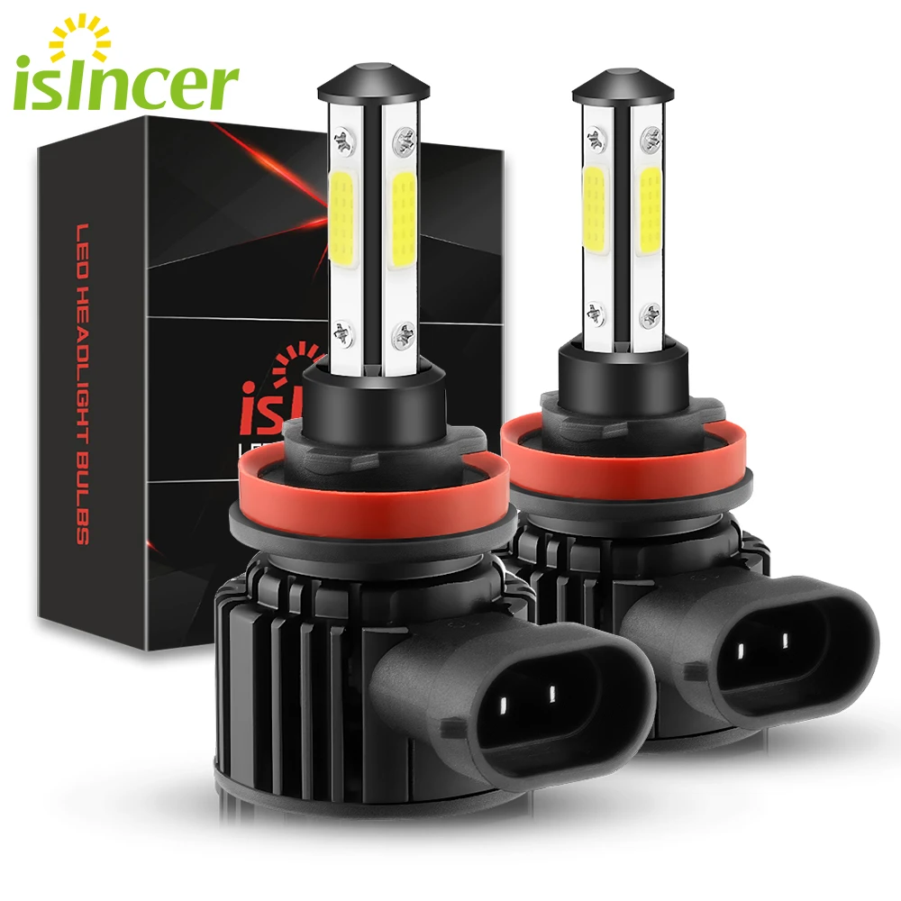 Isincer 2pcs 60w 12000lm 4sides Car Haedlight H7 H8 H9 H11 Led 9005