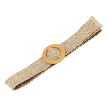 

Women Practical Decoration Fashion PP Waist Belt Woven Grain Portable Elastic Adjustable Accessories Buckle Soft Casual