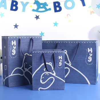 

cartoon gift bag birthday party decorations kids baby clothes package cowboy gift box bear carrying paper bags for gifts bag 10p