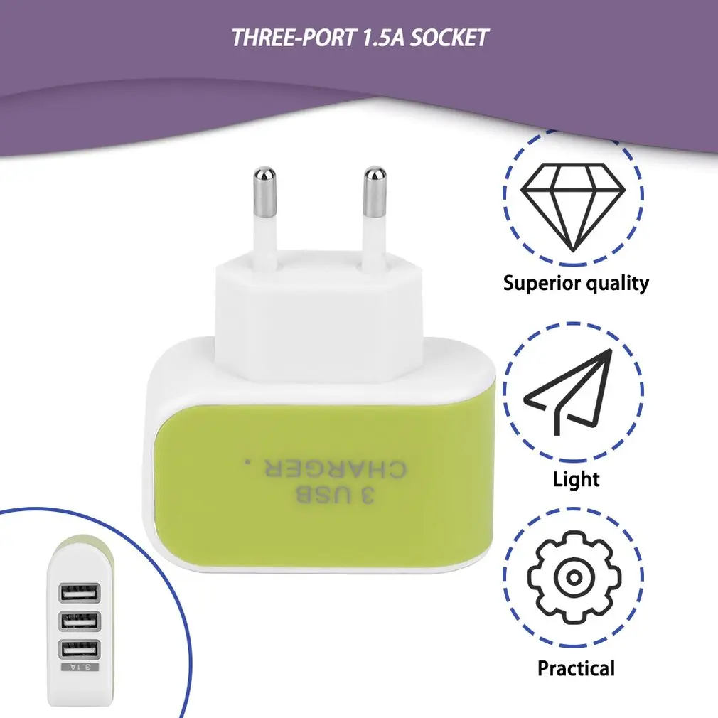 Тройной USB 3 порта Стены Дома Путешествия AC зарядное устройство адаптер 3.1A ЕС для IPhone 5 6 для samsung Galaxy S3 S4 S5 для LG G3 G4