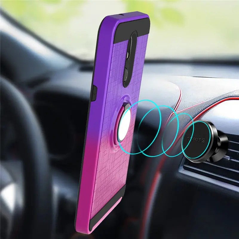 10 шт./лот, градиентные цвета, ТПУ+ ПК, 2 в 1, чехол-накладка для LG Stylo 4 5 Q Stylus 4 Aristo 2 3 Plus K8 US с вращающимся кольцом 360