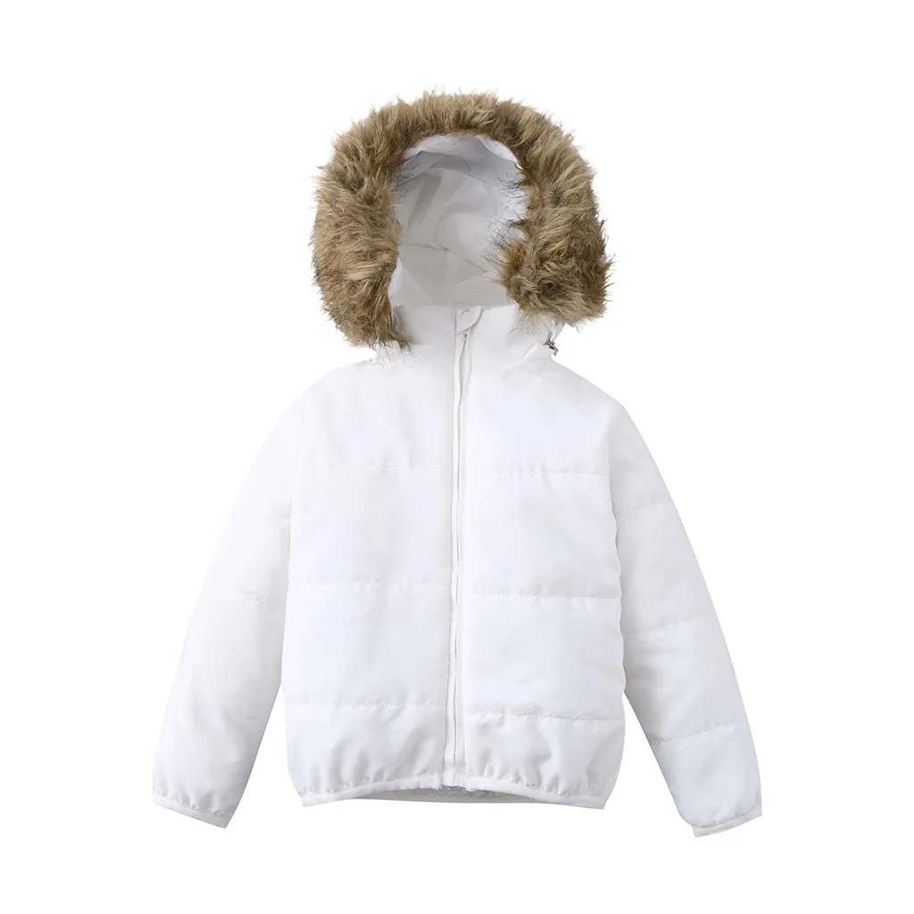 Трендовое Детское пальто с мехом теплая куртка с капюшоном и длинным рукавом с искусственным мехом для маленьких мальчиков и девочек, верхняя одежда коллекция года, зимнее пальто