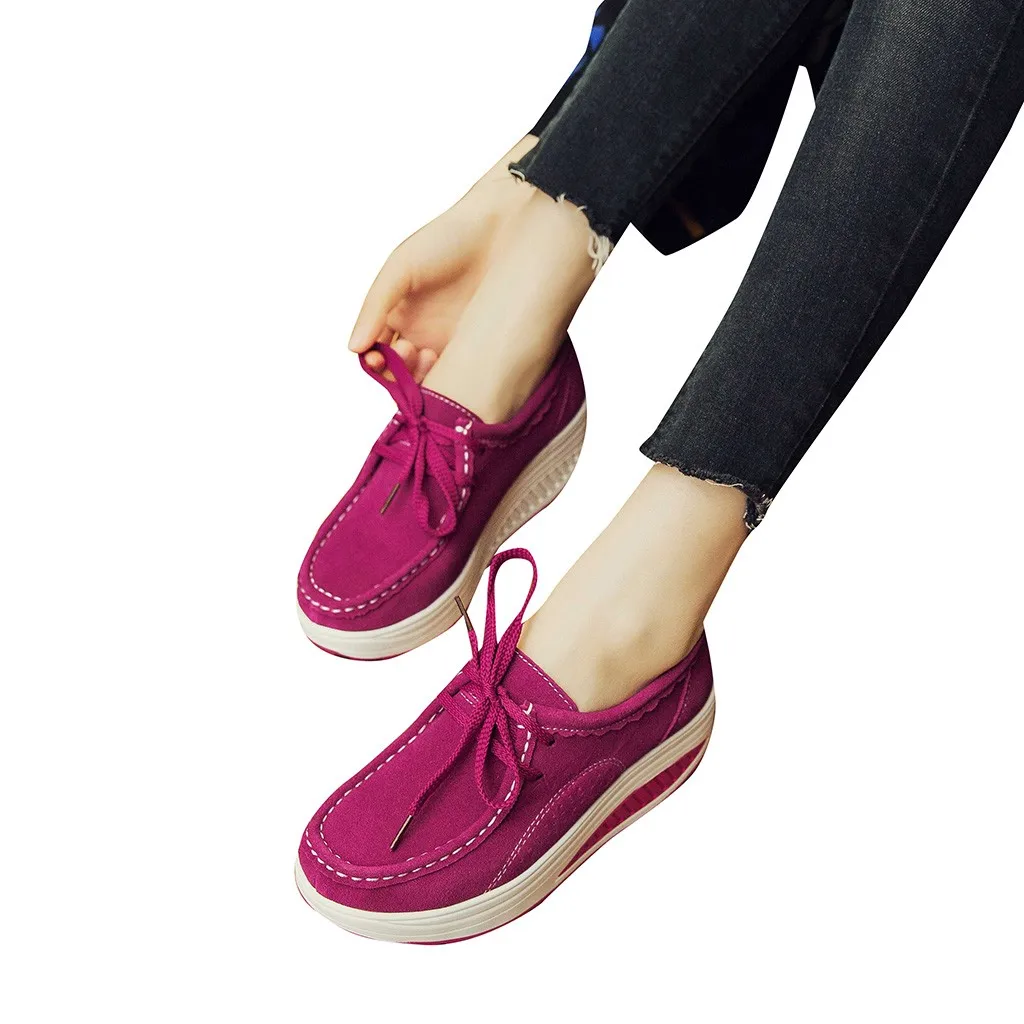 SAGACE Shoes Woman Lace Round Head Thick Bottom Suede Heightening High Heel Large Size Leisure Fashionable Shoes Woman Casual