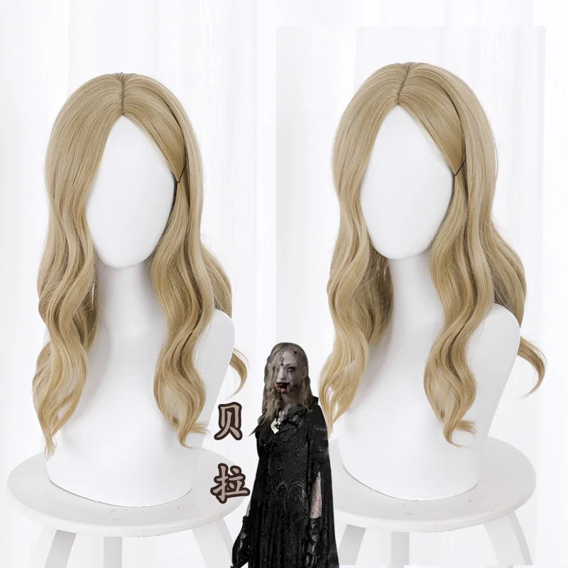 

Game Village Bela Wig Cosplay Vampire Madam's Daugther Biohazard Village Cosplay Headwear Long Brown Curly Wig Free Wig Cap