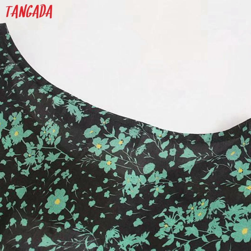 Tangada осенние женские винтажные цветочные платья с длинным рукавом и круглым вырезом модное плиссированное платье до середины икры vestidos feminina 5Z47