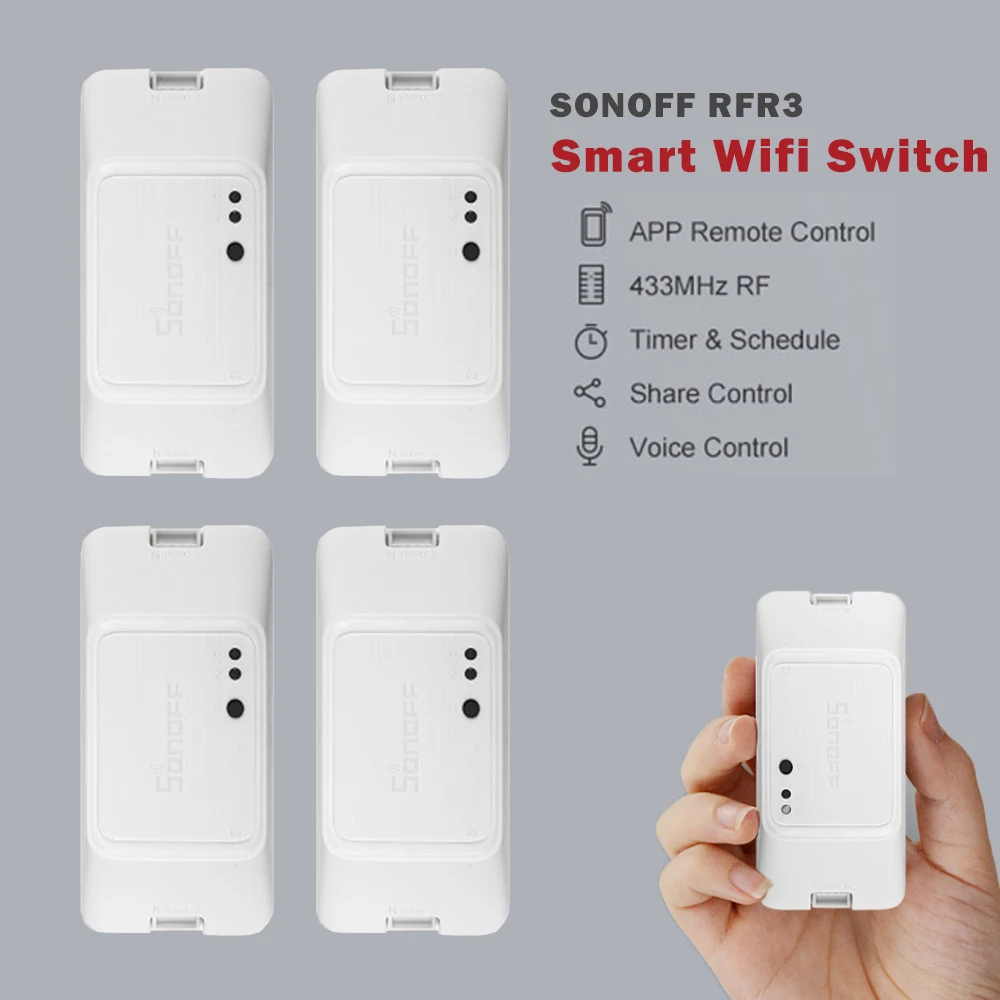 

New SONOFF RFR3 WIFI DIY Smart RF 433 Control Switch Automation Compatible with Homekit Amazon Alexa Google Home Vera