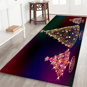 

Rectangle Carpet Christmas Themed Area Rug Soft Flannel Floor Mat Carpet With Non-Slip Back Holiday Home Decorations