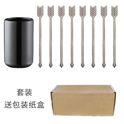 9pcs Stainless Steel Fruit Cake Forks Cocktail Forks Dessert Forks with Pick Holder Tableware for Kitchen tools - Цвет: 9pcs as photo